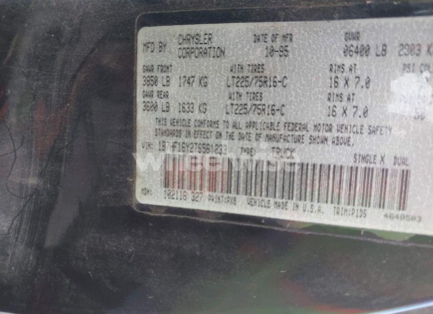 Photo 9 of 1996 Dodge Ram 1500 (VIN 1B7HF16Y2TS561233)