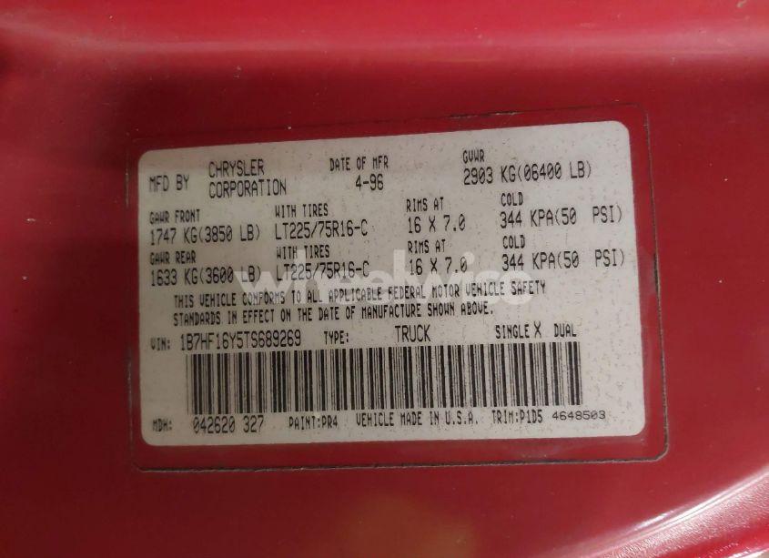 Photo 9 of 1996 Dodge Ram 1500 (VIN 1B7HF16Y5TS689269)