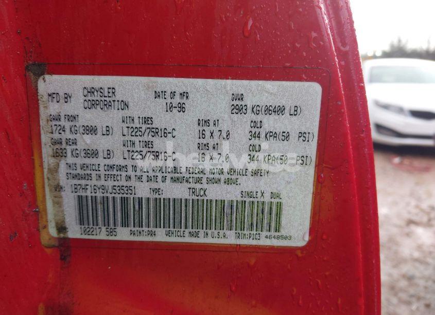 Photo 9 of 1997 Dodge Ram 1500 (VIN 1B7HF16Y9VJ535351)