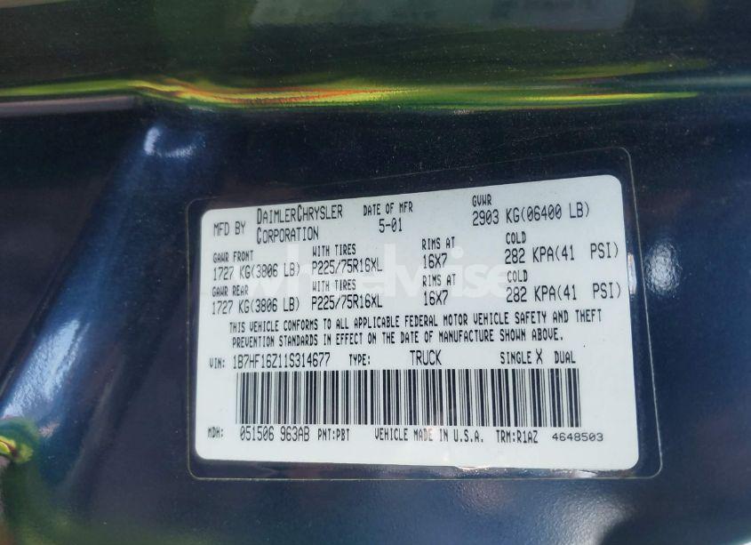 Photo 9 of 2001 Dodge Ram 1500 ST (VIN 1B7HF16Z11S314677)