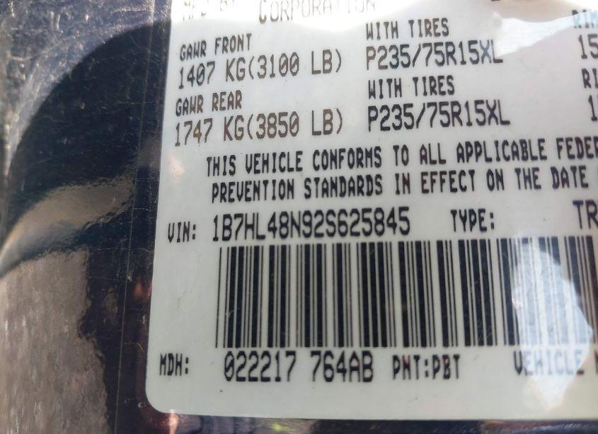 Photo 9 of 2002 Dodge Dakota SLT (VIN 1B7HL48N92S625845)