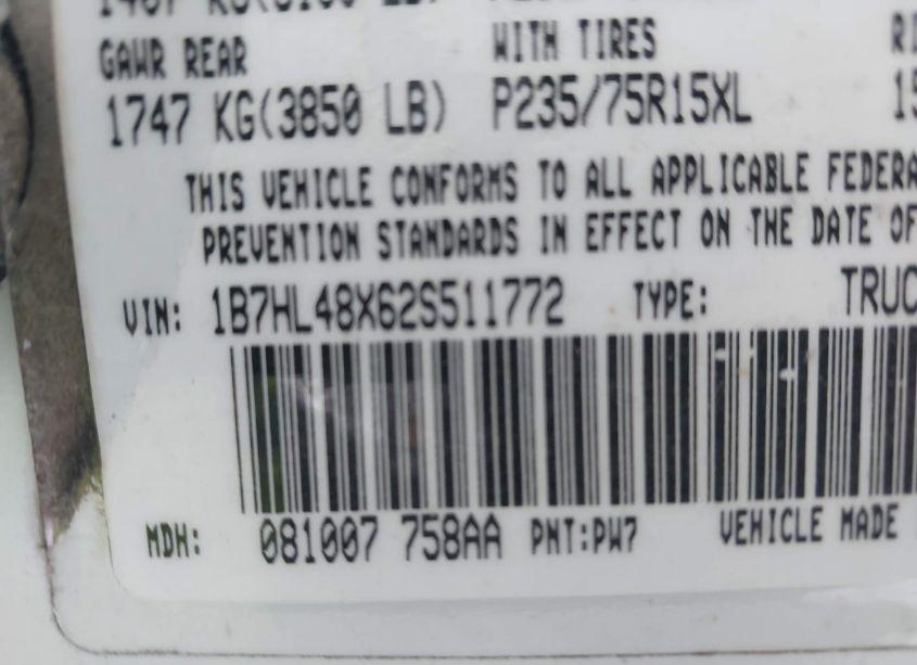 Photo 9 of 2002 Dodge Dakota SLT (VIN 1B7HL48X62S511772)