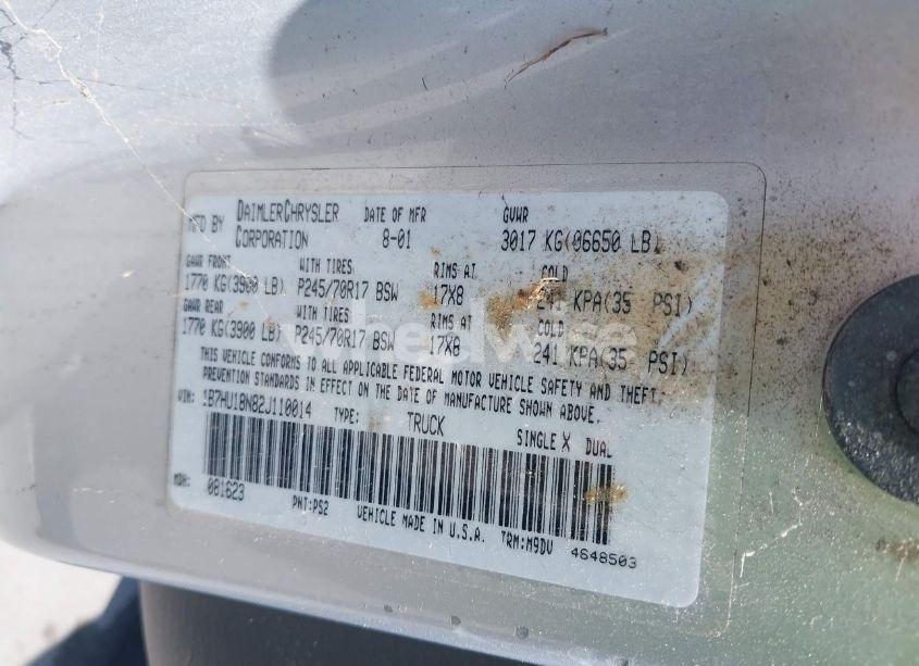 Photo 9 of 2002 Dodge Ram 1500 ST (VIN 1B7HU18N82J110014)