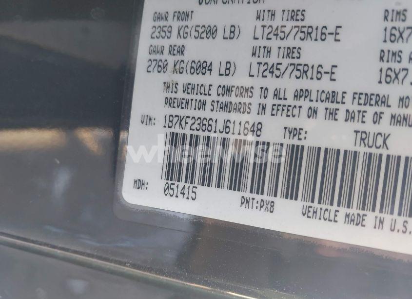 Photo 9 of 2001 Dodge Ram 2500 ST (VIN 1B7KF23661J611648)