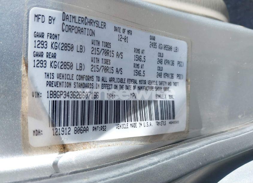 Photo 9 of 2002 Dodge Grand CARAVAN EL (VIN 1B8GP34362B607166)