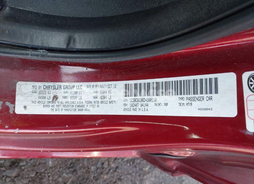 Photo 9 of 2013 Chrysler 200 TOURING (VIN 1C3BCBEB6DN560110)