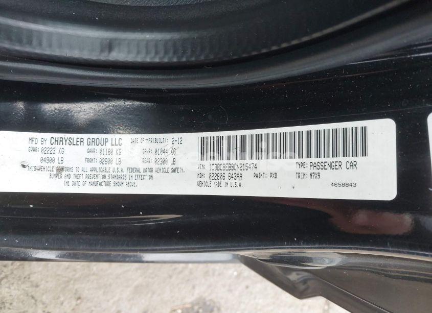 Photo 9 of 2012 Chrysler 200 TOURING (VIN 1C3BCBEB9CN215474)