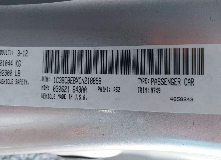 Photo 9 of 2012 Chrysler 200 TOURING (VIN 1C3BCBEBXCN218898)