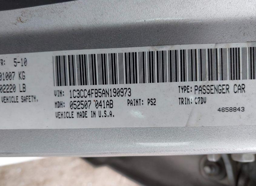 Photo 9 of 2010 Chrysler Sebring TOURING (VIN 1C3CC4FB5AN190973)