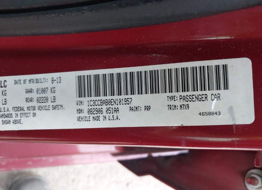 Photo 9 of 2014 Chrysler 200 LX (VIN 1C3CCBAB0EN101957)