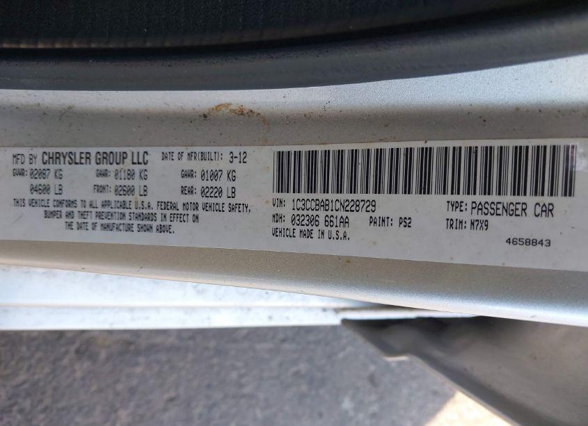 Photo 9 of 2012 Chrysler 200 LX (VIN 1C3CCBAB1CN228729)