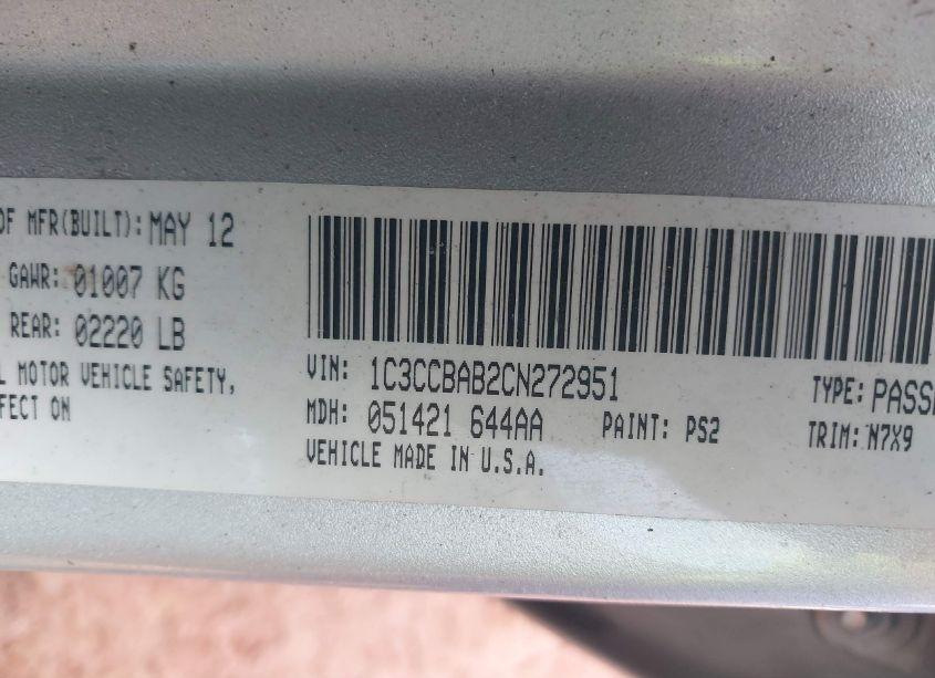 Photo 9 of 2012 Chrysler 200 LX (VIN 1C3CCBAB2CN272951)