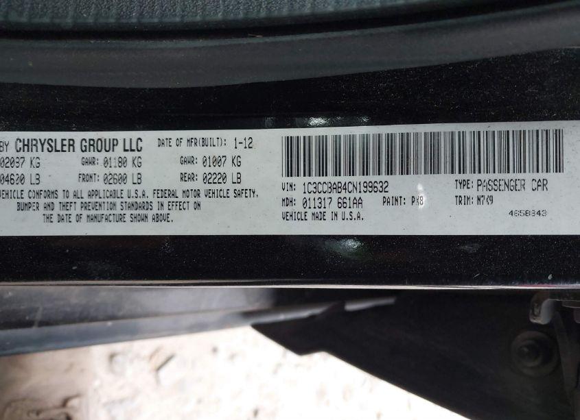 Photo 9 of 2012 Chrysler 200 LX (VIN 1C3CCBAB4CN199632)