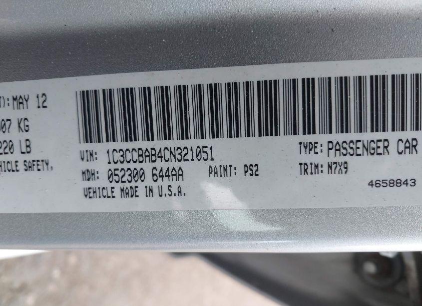 Photo 9 of 2012 Chrysler 200 LX (VIN 1C3CCBAB4CN321051)