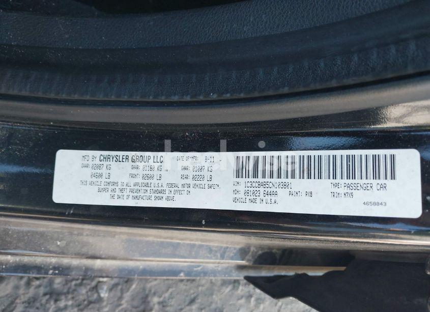 Photo 9 of 2012 Chrysler 200 LX (VIN 1C3CCBAB5CN103801)