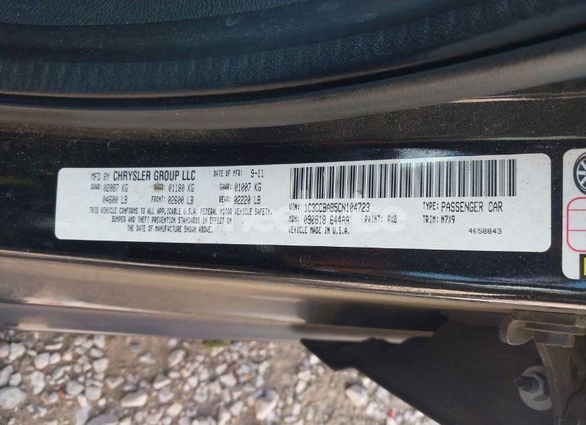 Photo 9 of 2012 Chrysler 200 LX (VIN 1C3CCBAB5CN104723)