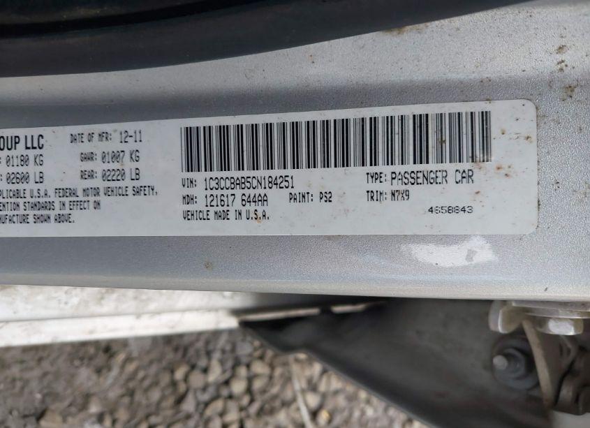 Photo 9 of 2012 Chrysler 200 LX (VIN 1C3CCBAB5CN184251)