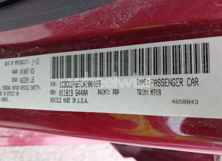 Photo 9 of 2012 Chrysler 200 LX (VIN 1C3CCBAB5CN200089)