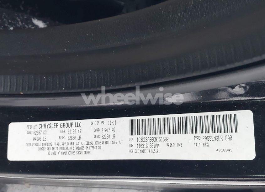 Photo 9 of 2012 Chrysler 200 LX (VIN 1C3CCBAB6CN151582)