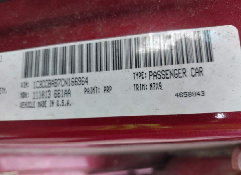 Photo 9 of 2012 Chrysler 200 LX (VIN 1C3CCBAB7CN166964)