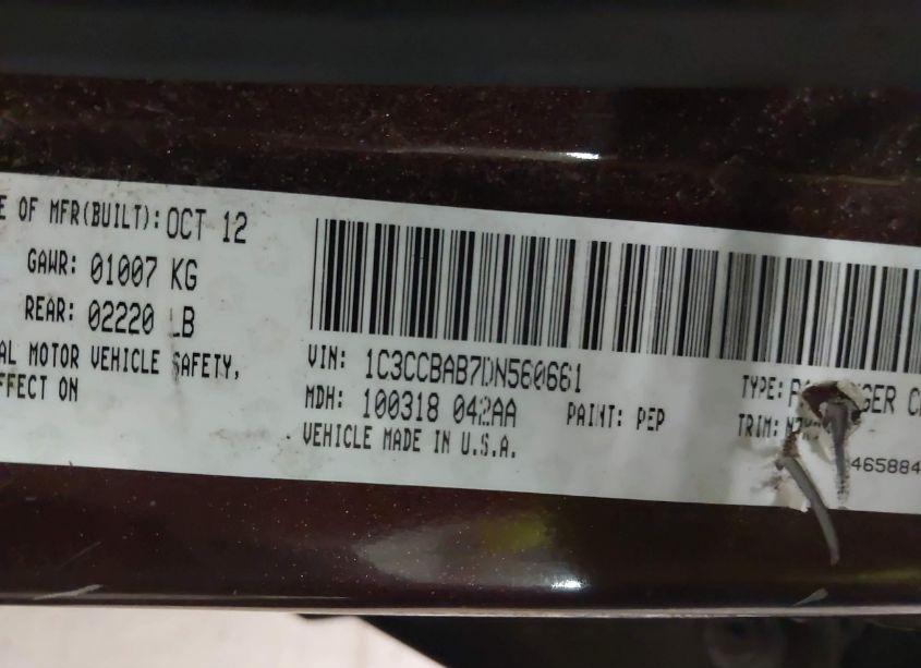 Photo 9 of 2013 Chrysler 200 LX (VIN 1C3CCBAB7DN560661)