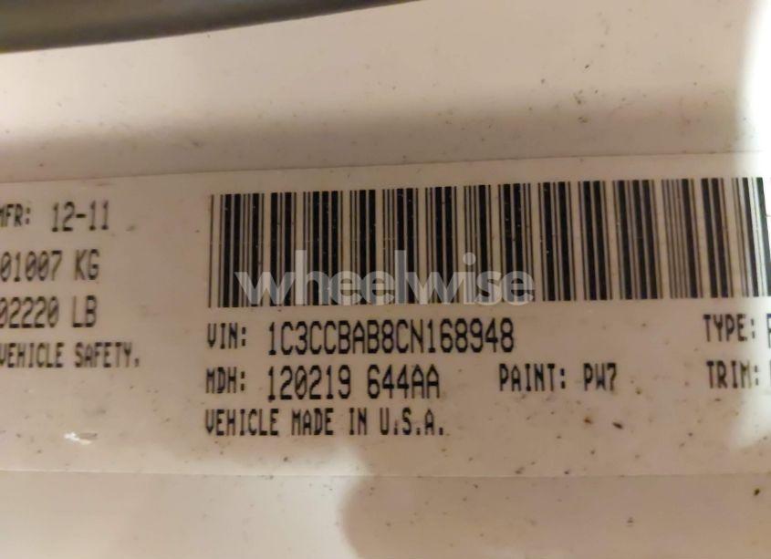 Photo 9 of 2012 Chrysler 200 LX (VIN 1C3CCBAB8CN168948)