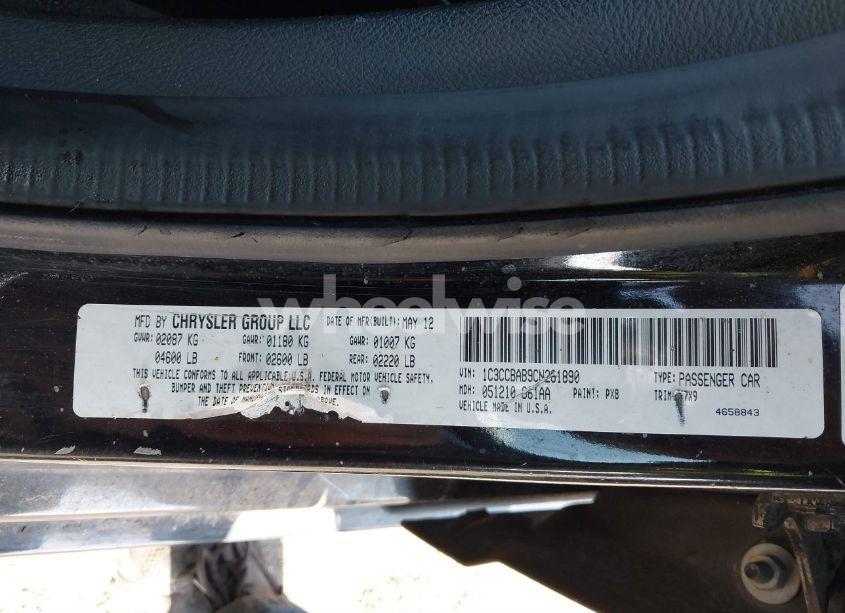 Photo 9 of 2012 Chrysler 200 LX (VIN 1C3CCBAB9CN281890)