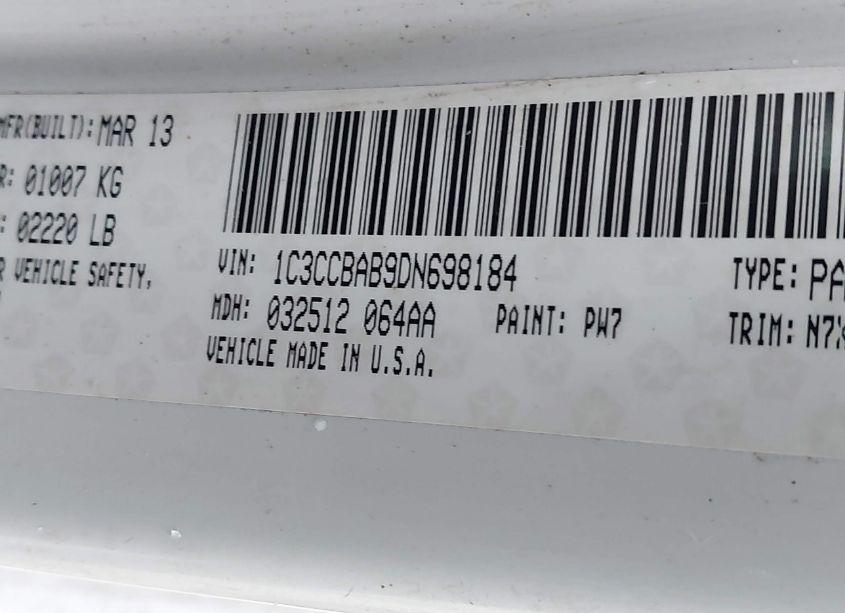 Photo 9 of 2013 Chrysler 200 LX (VIN 1C3CCBAB9DN698184)