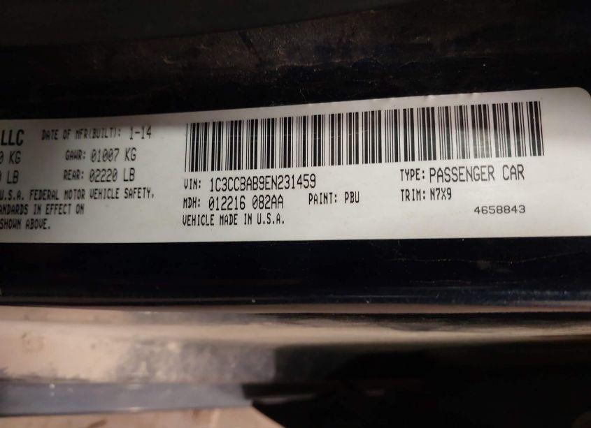 Photo 9 of 2014 Chrysler 200 LX (VIN 1C3CCBAB9EN231459)