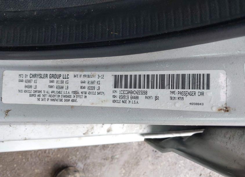 Photo 9 of 2012 Chrysler 200 LX (VIN 1C3CCBABXCN223268)