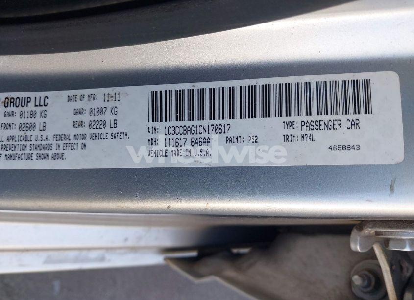 Photo 9 of 2012 Chrysler 200 LX (VIN 1C3CCBAG1CN170617)