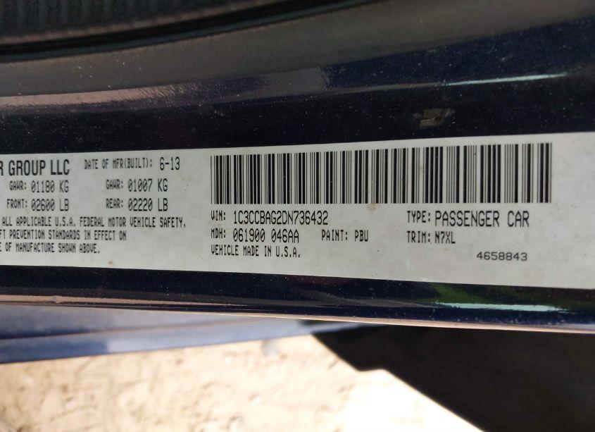 Photo 9 of 2013 Chrysler 200 LX (VIN 1C3CCBAG2DN736432)