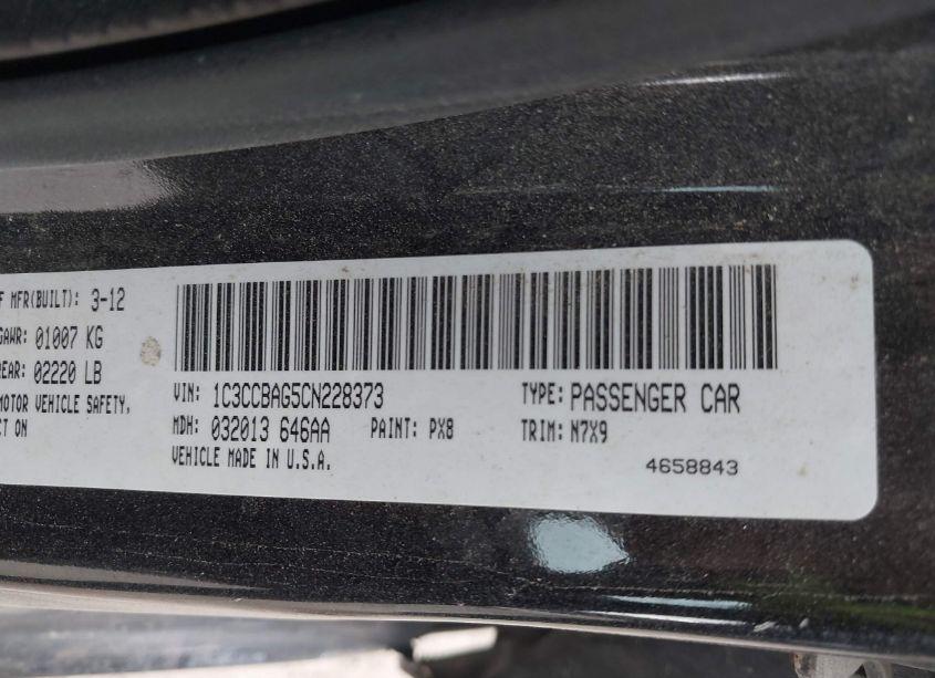 Photo 9 of 2012 Chrysler 200 LX (VIN 1C3CCBAG5CN228373)