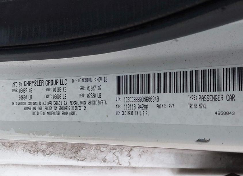 Photo 9 of 2013 Chrysler 200 TOURING (VIN 1C3CCBBB0DN600349)