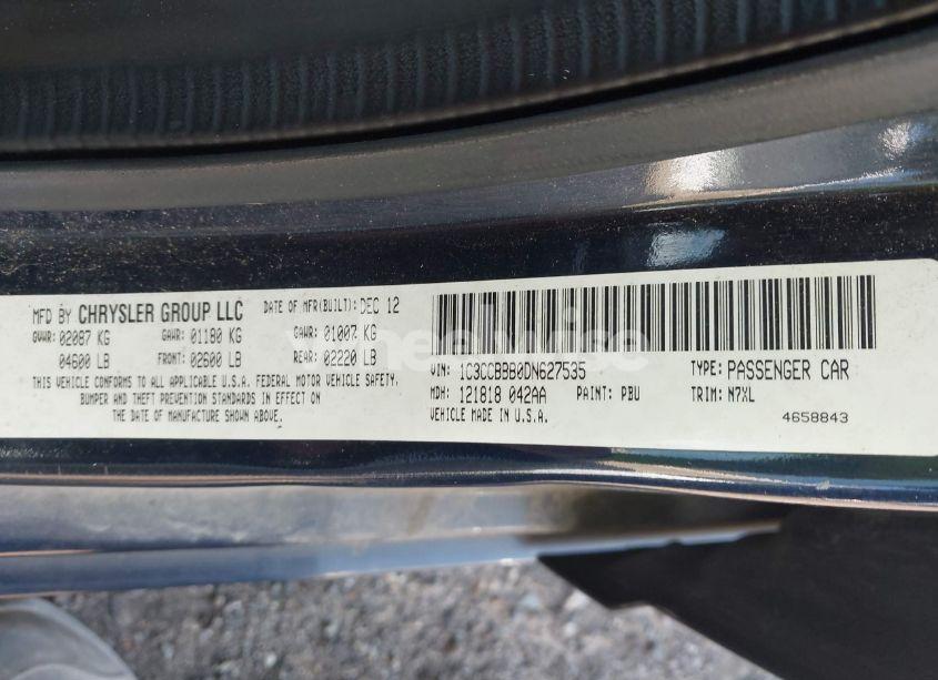 Photo 9 of 2013 Chrysler 200 TOURING (VIN 1C3CCBBB0DN627535)