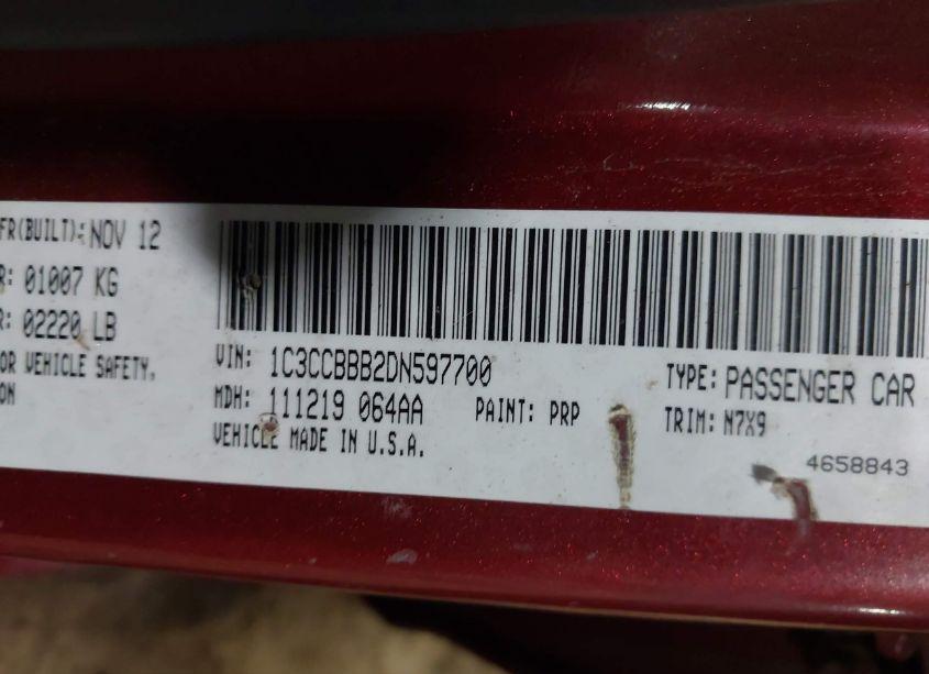 Photo 9 of 2013 Chrysler 200 TOURING (VIN 1C3CCBBB2DN597700)