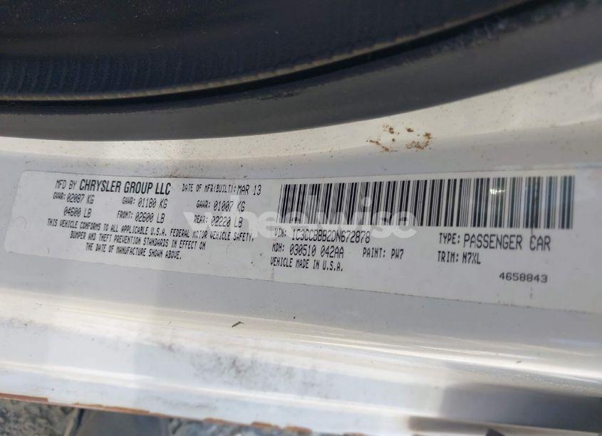 Photo 9 of 2013 Chrysler 200 TOURING (VIN 1C3CCBBB2DN672878)