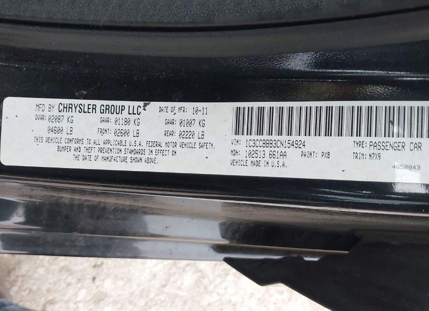 Photo 9 of 2012 Chrysler 200 TOURING (VIN 1C3CCBBB3CN154924)