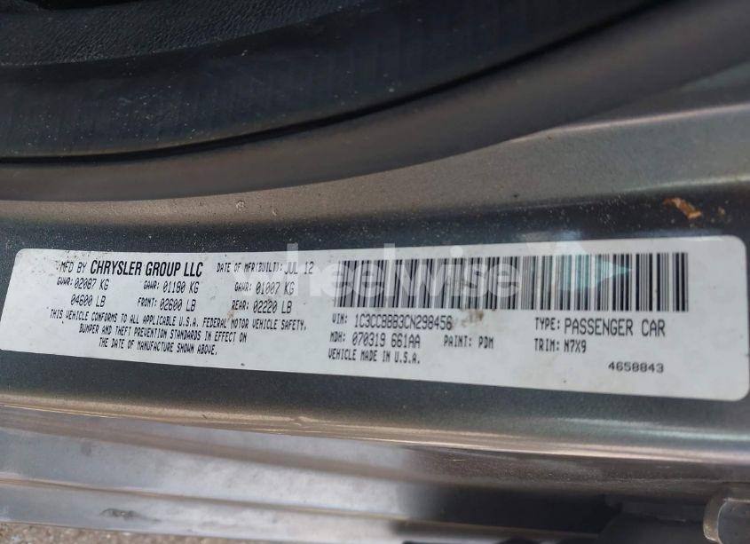 Photo 9 of 2012 Chrysler 200 TOURING (VIN 1C3CCBBB3CN298456)