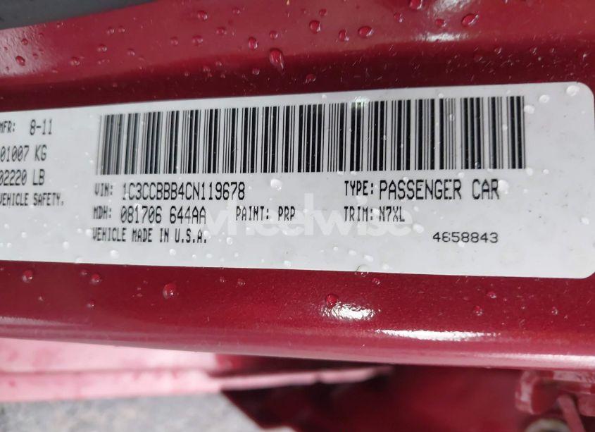 Photo 9 of 2012 Chrysler 200 TOURING (VIN 1C3CCBBB4CN119678)