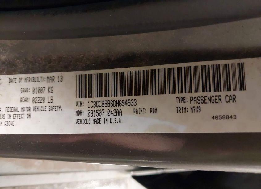 Photo 9 of 2013 Chrysler 200 TOURING (VIN 1C3CCBBB6DN694933)