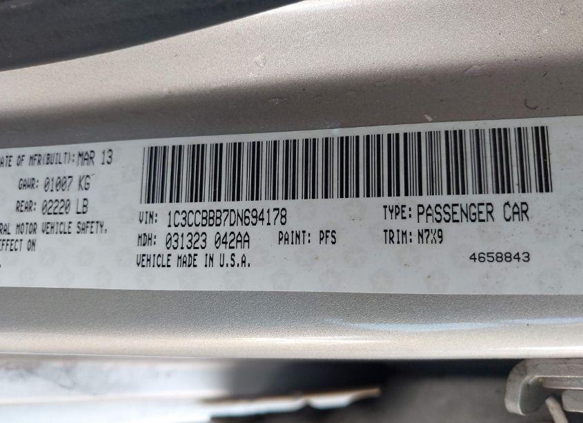 Photo 9 of 2013 Chrysler 200 TOURING (VIN 1C3CCBBB7DN694178)