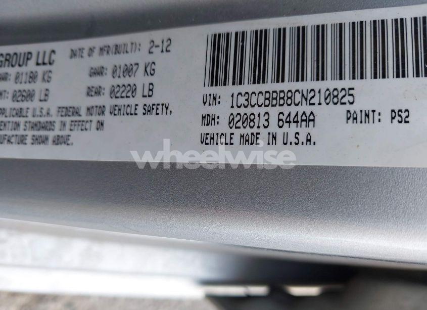 Photo 9 of 2012 Chrysler 200 TOURING (VIN 1C3CCBBB8CN210825)