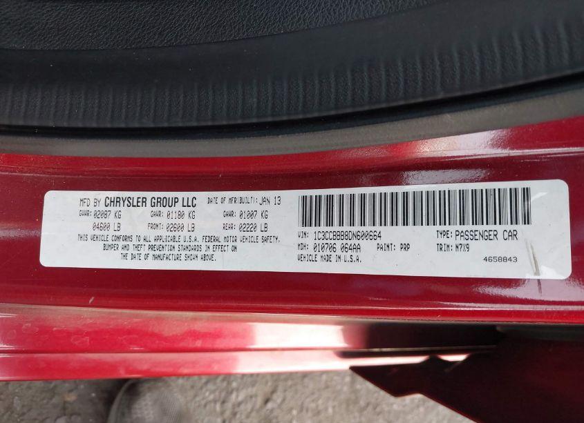 Photo 9 of 2013 Chrysler 200 TOURING (VIN 1C3CCBBB8DN600664)