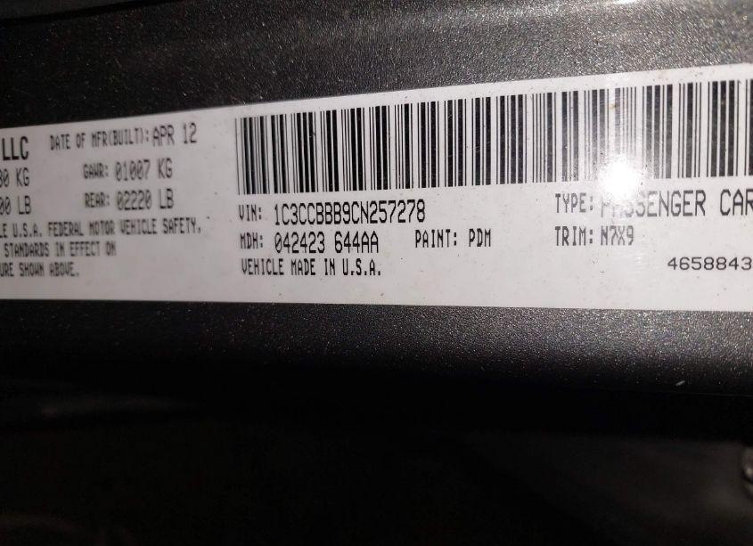 Photo 9 of 2012 Chrysler 200 TOURING (VIN 1C3CCBBB9CN257278)