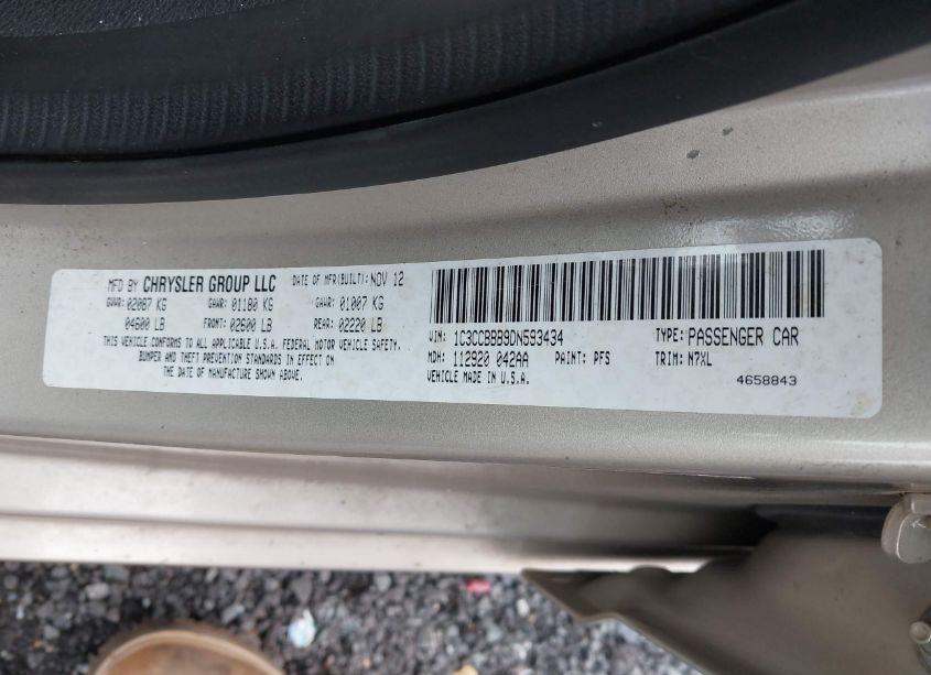 Photo 9 of 2013 Chrysler 200 TOURING (VIN 1C3CCBBB9DN593434)