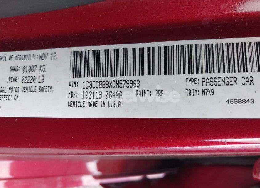 Photo 9 of 2013 Chrysler 200 TOURING (VIN 1C3CCBBBXDN579963)