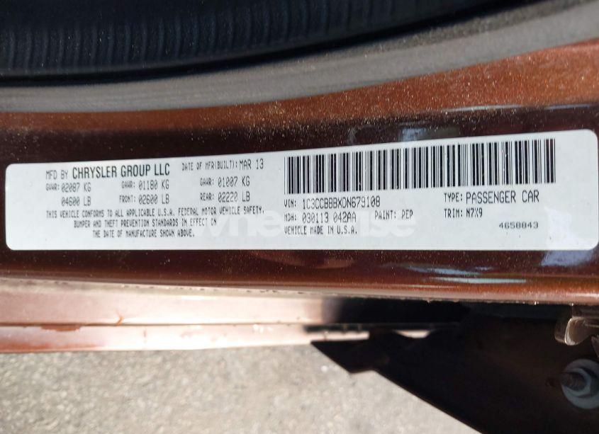 Photo 9 of 2013 Chrysler 200 TOURING (VIN 1C3CCBBBXDN679108)