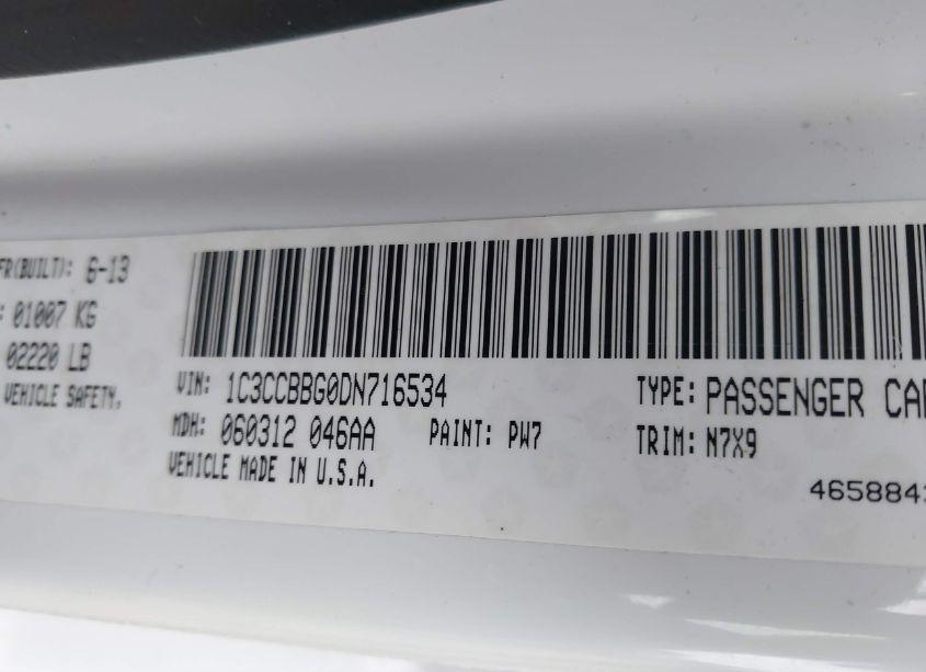 Photo 9 of 2013 Chrysler 200 TOURING (VIN 1C3CCBBG0DN716534)