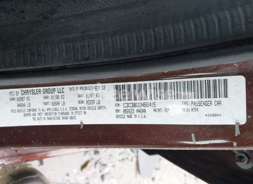 Photo 9 of 2013 Chrysler 200 TOURING (VIN 1C3CCBBG1DN569415)